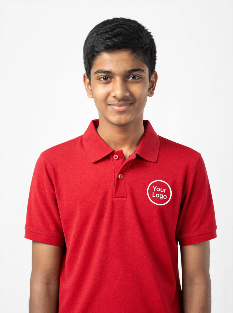 Premium Crimson Red School Uniform Polo T Shirt Manufacturer India