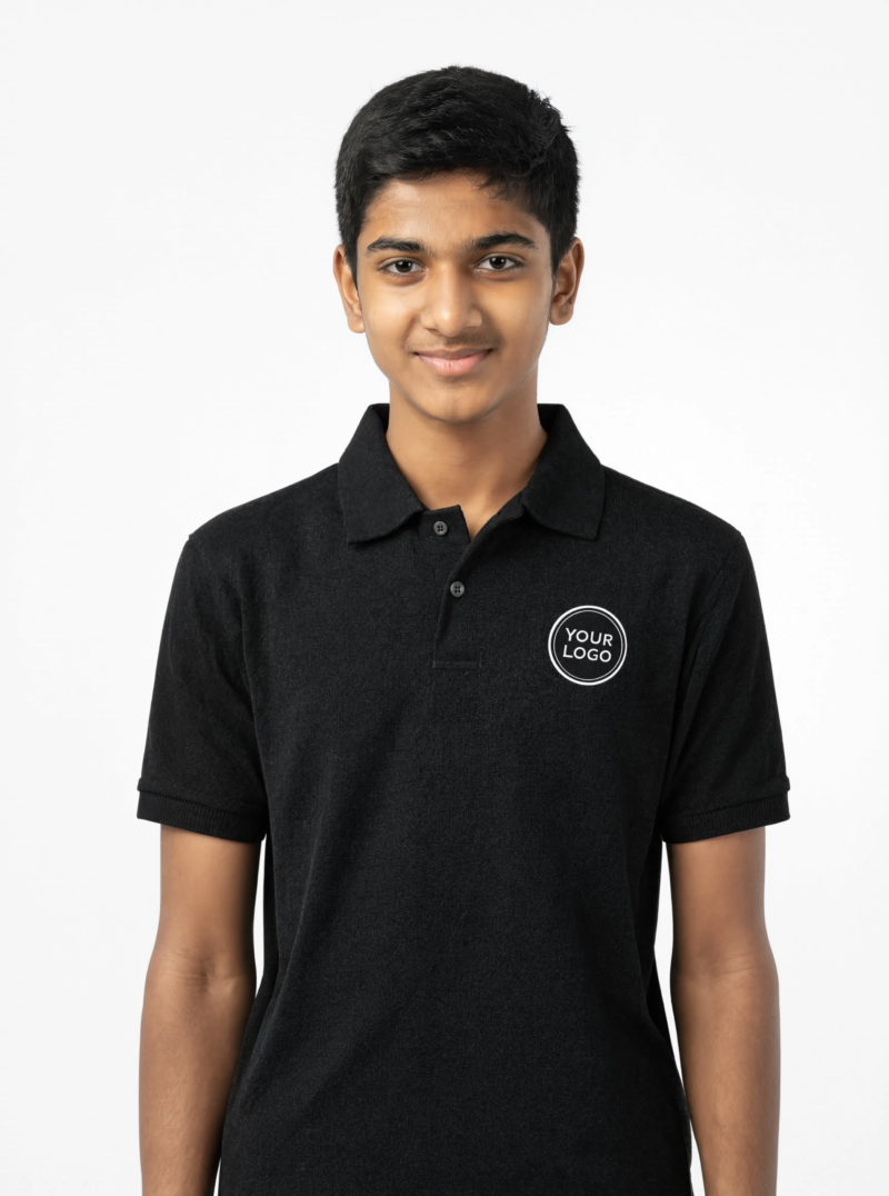 Premium Dark Jet Black School Uniform Polo T Shirt Manufacturer India