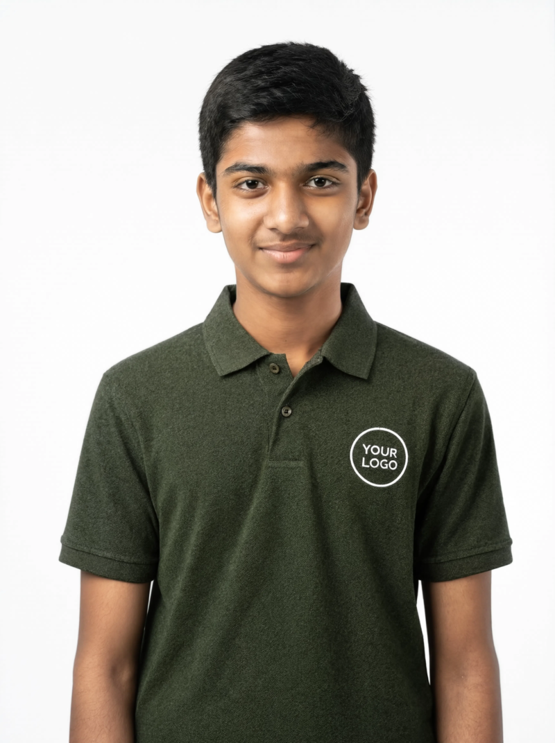 Premium Dark Olive Green School Uniform Polo T Shirt Manufacturer India
