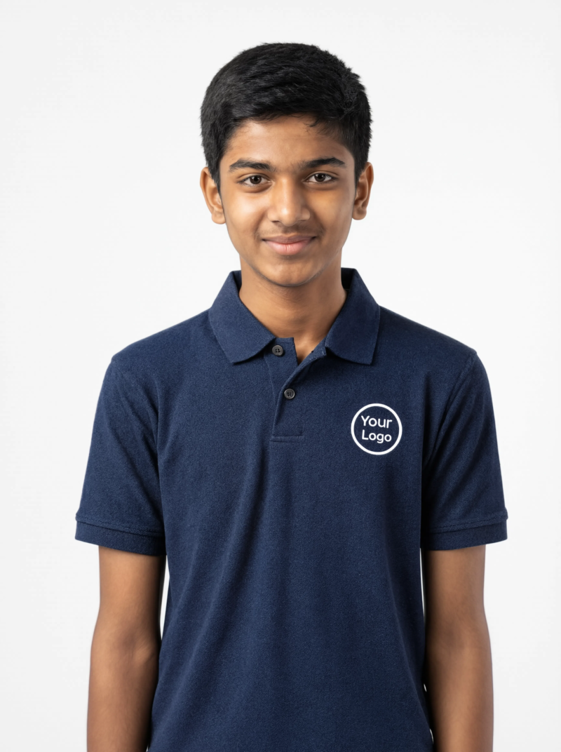 Premium Navy Blue School Uniform Polo T Shirt Manufacturer India