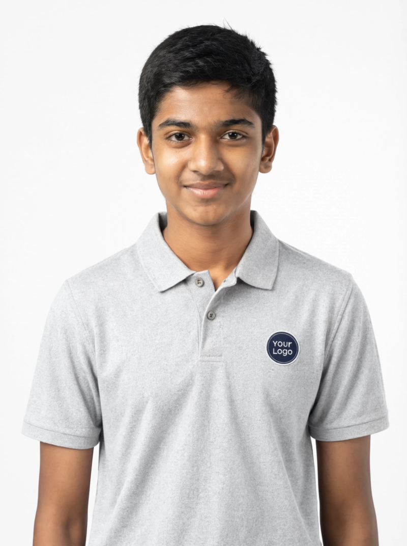 Premium Silver Grey School Uniform Polo T Shirt Manufacturer India
