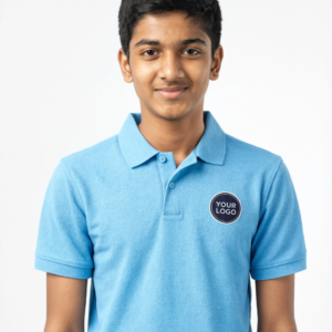 Premium Sky Blue School Uniform Polo T Shirt Manufacturer India