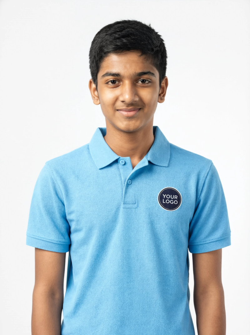 Premium Sky Blue School Uniform Polo T Shirt Manufacturer India