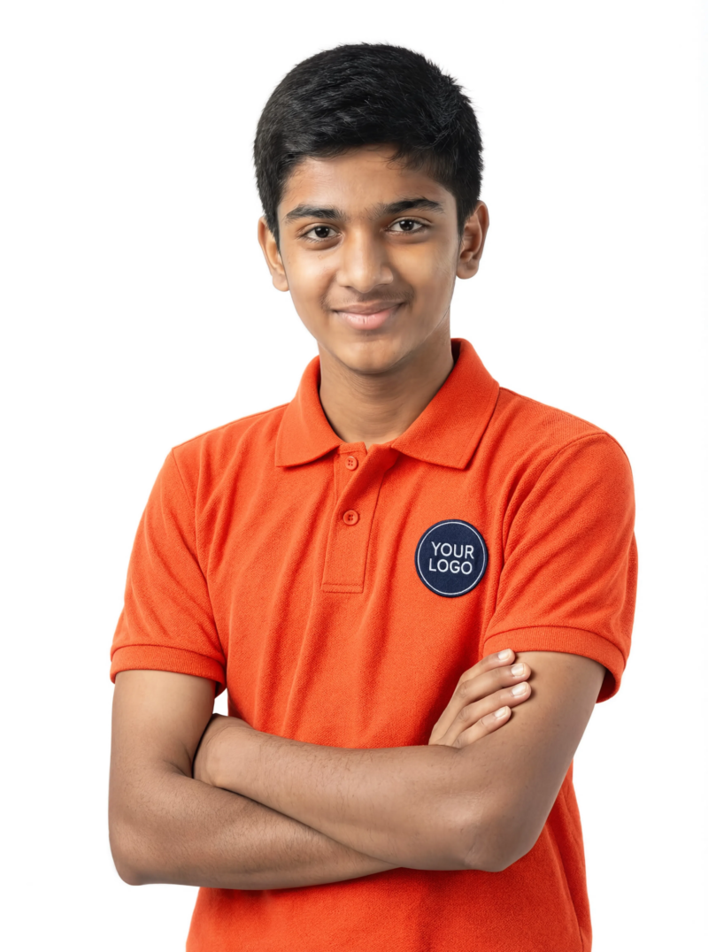 Premium Vibrant Orange School Uniform Polo T Shirt Manufacturer India