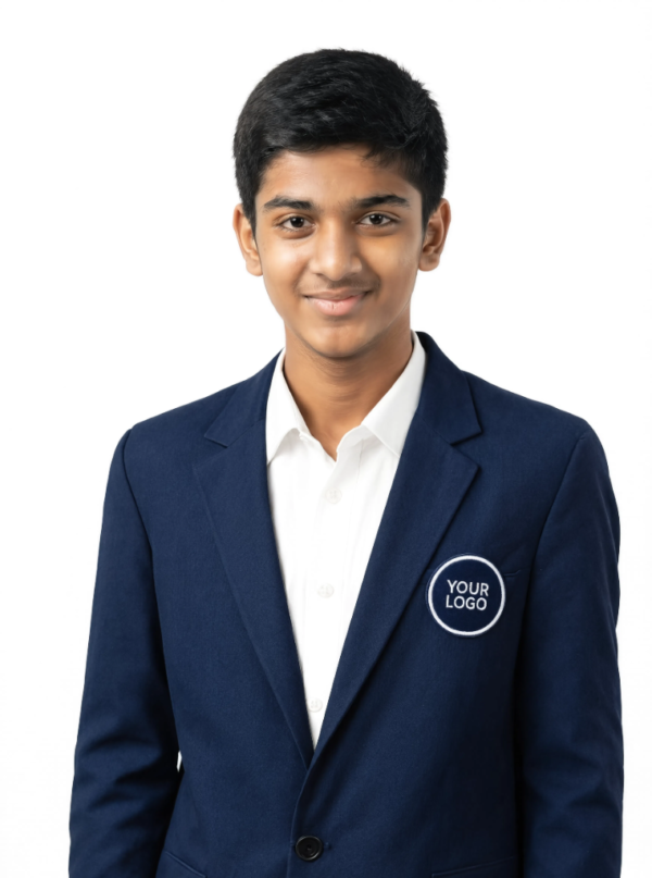 Navy Blue School Uniform Blazer for Students - Front Portrait View