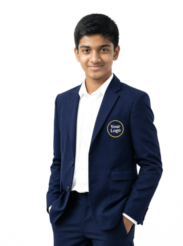 Navy Blue School Uniform Blazer for Students - Front Pose