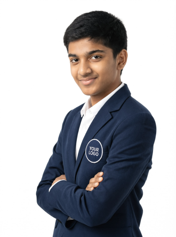 Navy Blue School Uniform Blazer for Students - Side Angle Pose