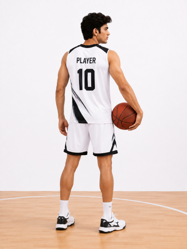 Premium Basketball Kit for Students - Rear View Jersey and Shorts