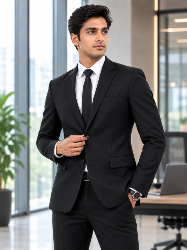Premium Corporate Blazer - Three-Quarter Angle Demonstrating Lapel and Pocket Finish