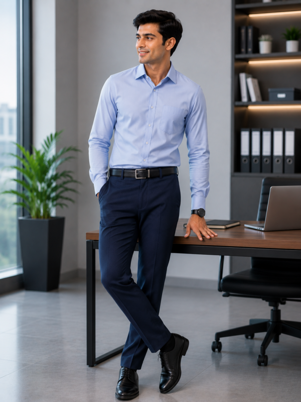 Premium Corporate Formal Trousers - Rear View Showing Pockets and Waistband Finishing