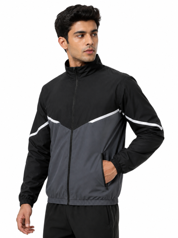 Premium Running Jacket for Men - Front Three-Quarter View on Athletic Model