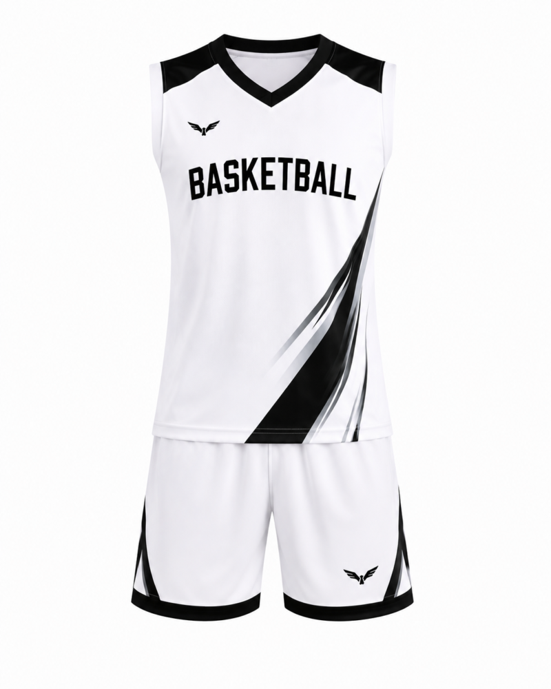 Premium Basketball Kit for Students T-Shirt and Shorts Set Front View