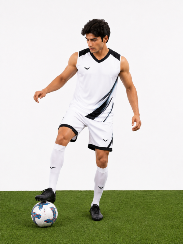 Premium School Football Kit - Game Action Pose with Football