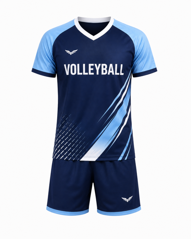 Premium Volleyball Kit for Students T-Shirt and Shorts Set Front View