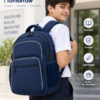 Student Wearing Everyday School Backpack on Campus - Rear Side View