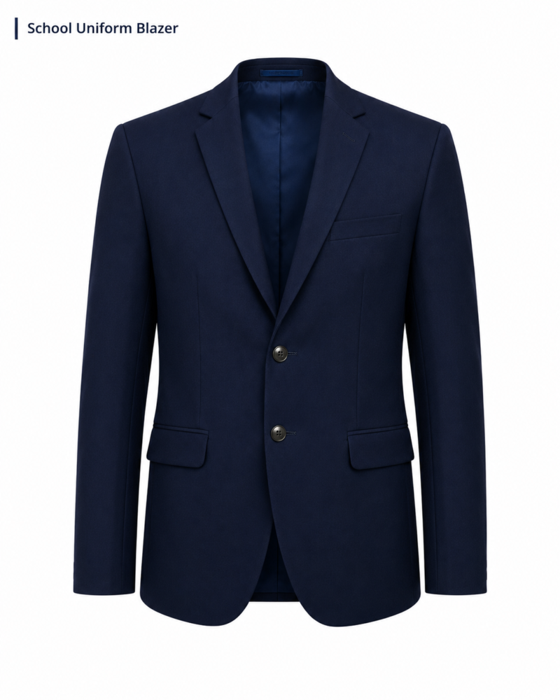 Premium Navy Blue School Uniform Blazer for Students Front View