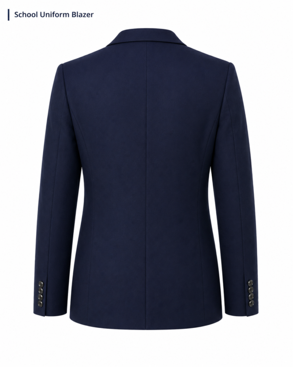 Premium Navy Blue School Uniform Blazer for Students Side Pose