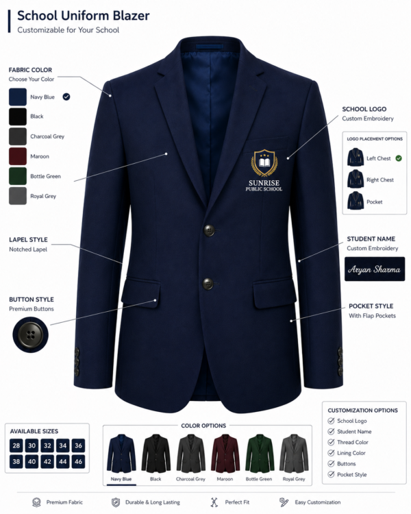 Premium Navy Blue School Uniform Blazer for Students Lifestyle View