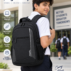 Student Wearing Premium School Backpack on Campus - Structured Profile View