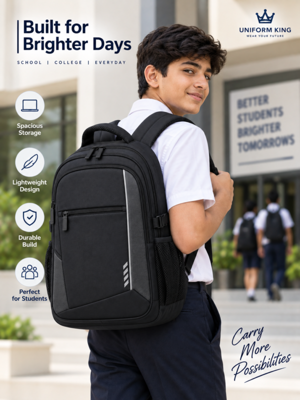 Student Wearing Premium School Backpack on Campus - Structured Profile View