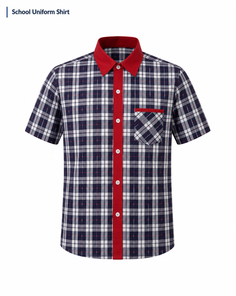 Premium School Uniform Shirt Half Sleeve for Students Front View