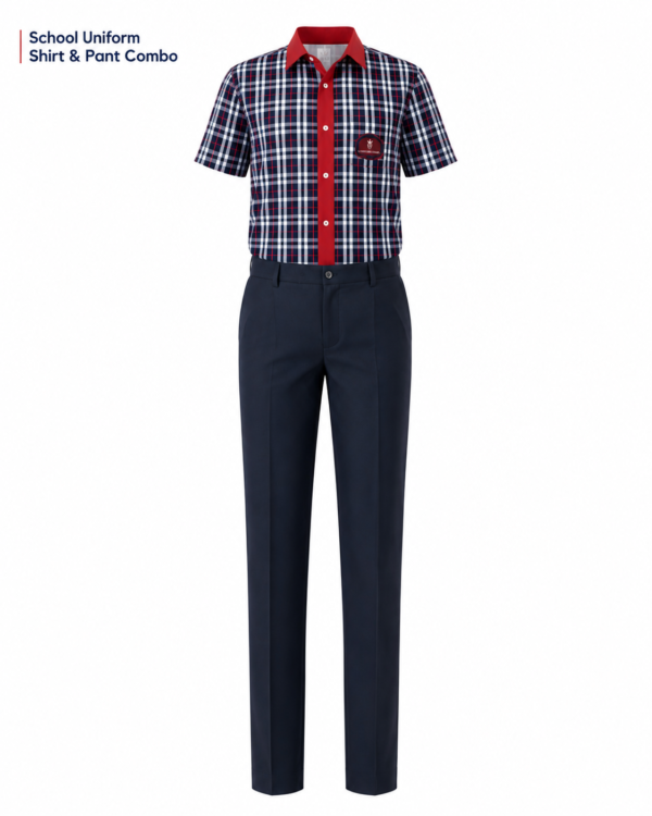 Premium School Uniform Shirt and Pant Combo Complete School Uniform Set for Students Front View