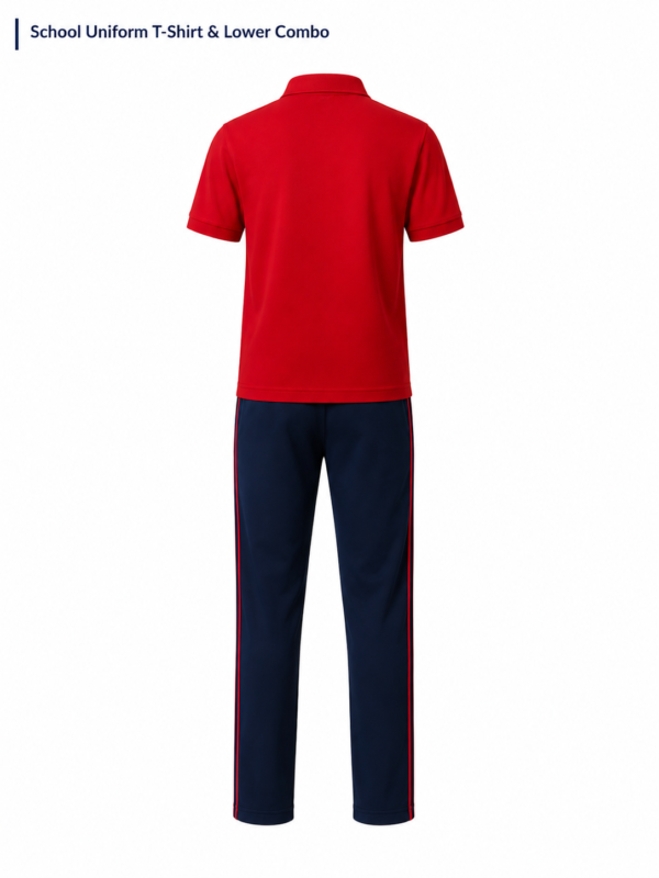 Premium School Uniform T-Shirt and Lower Combo School Sports Uniform Set for Students Side Pose