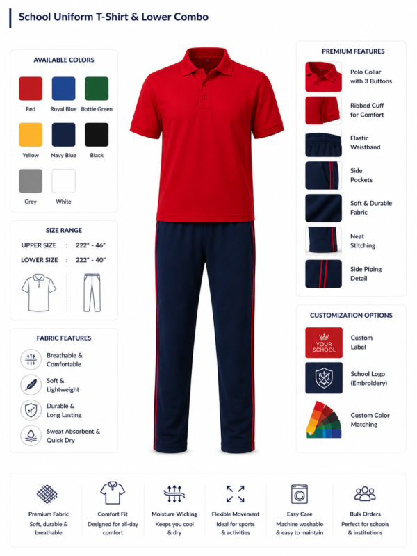 Premium School Uniform T-Shirt and Lower Combo School Sports Uniform Set for Students Lifestyle View