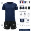 Navy blue running T-shirt and black sports shorts set